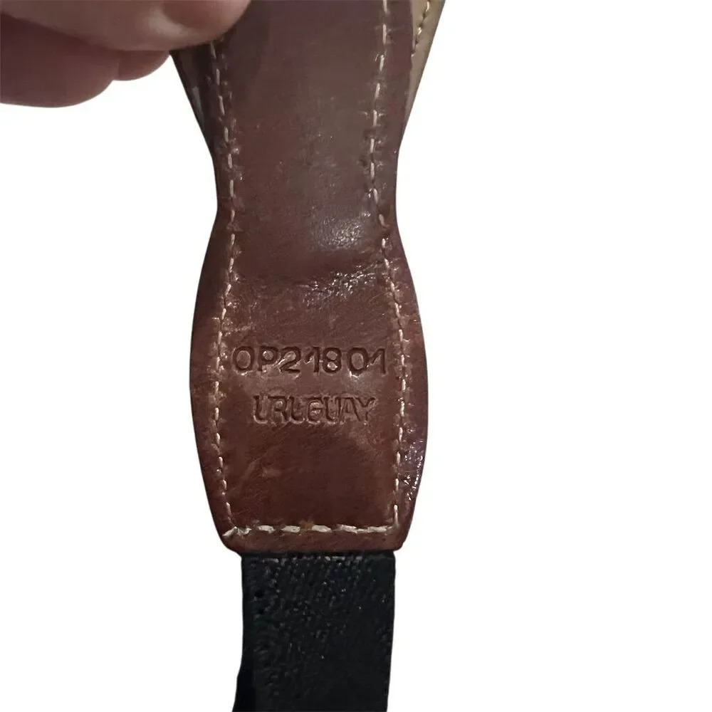 Men's Brown Leather Basketweave Embossed Button Suspenders - Picture 3 of 7
